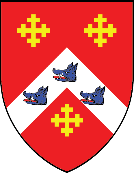 Red McManus shield with boar heads